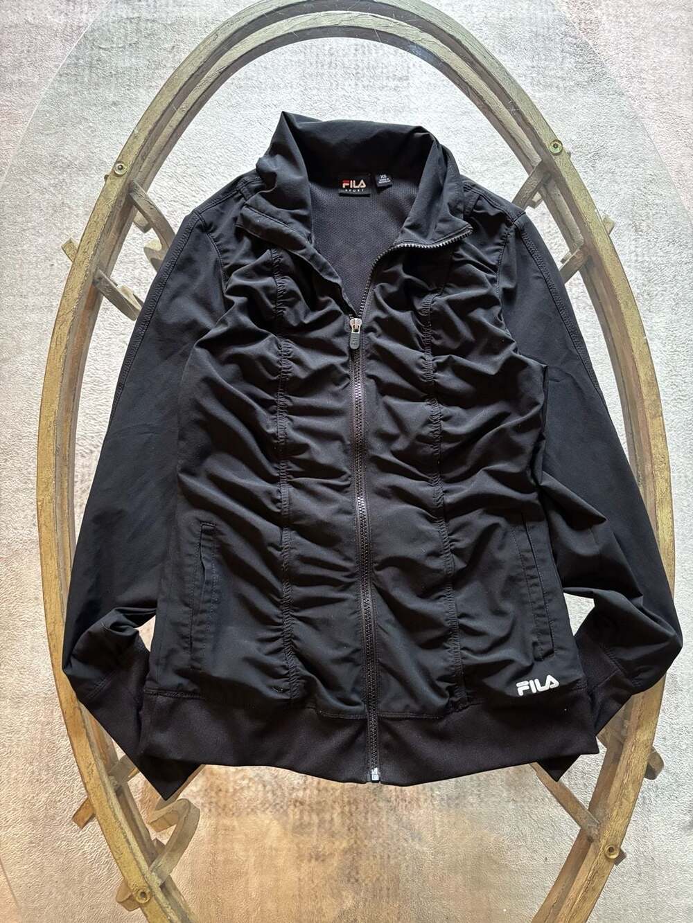 Fila Sport Women's Black Ruched Full Zip Athletic Jacket Size XS